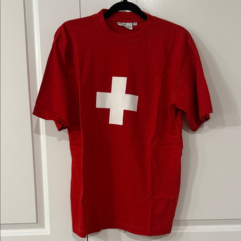 Never worn Red T-Shirt with White Cross size M from Switzerland